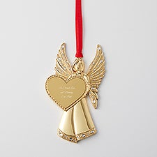 Engraved Jeweled Memorial Angel Ornament - 45470
