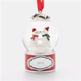 Kissing Polar Bears Snow Globe Engraved Ornament   - 45474