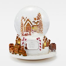 Engraved Large Gingerbread Village and Train Snow Globe  - 45529