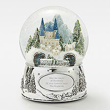 Engraved Winter Castle with Train Snow Globe   - 45532