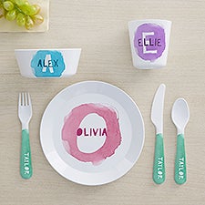 Watercolor Name Personalized Kids Dinnerware - 45700
