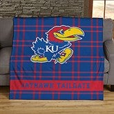 NCAA Kansas Jayhawks Plaid Personalized Blankets - 45822