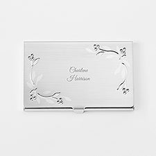 Engraved Silver Leaves and Vines Card Case - 45911