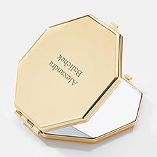 Engraved Octagon Compact Mirror - Gold - 45913
