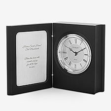 Engraved Black Wood Small Book Clock & Keepsake - 45930