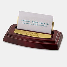 Engraved Gloss Mahogany-Finish Business Card Holder - 45931