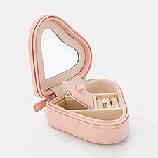 Engraved Heart Jewelry Box and Travel Case in Pink - 45938