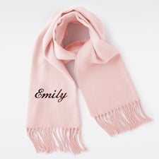 Embroidered Soft Fringe Scarf in Solid Blush - 45977