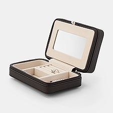 Engraved Rectangle Jewelry Box and Travel Case in Black - 45980