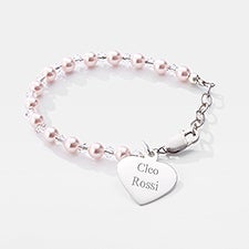 Engraved Pink & Sterling Silver Baby Bracelet   - 45988