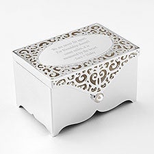 Engraved Silver Scroll Rectangle Keepsake Box - 45999