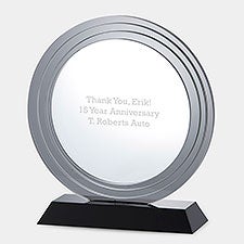 Engraved Round Smoke Grey Glass Award - 46061