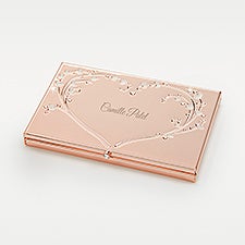 Engraved Rose Gold Leaves & Vines Card Case - 46071