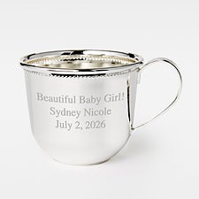 Engraved Silver Beaded Baby Cup - 46075