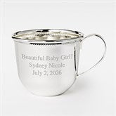 Engraved Silver Beaded Baby Cup - 46075