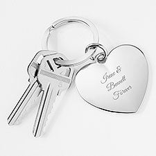Engraved Classic Silver Heart Keychain - 46108