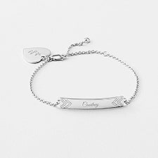 Engraved Sterling Silver Herringbone ID bracelet - 46122