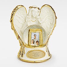 Family Gold & Ivory Guardian Angel Engraved Snow Globe - 46129