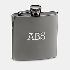 Engraved Monogram Gunmetal Flask - 46132