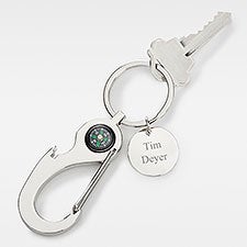 Engraved Compass Clip Keychain - 46136