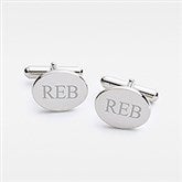 Engraved Silver Oval Cuff Links - 46153