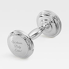 Engraved Silver Beaded Baby Rattle - 46174