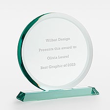 Medium Round Engraved Jade Glass Award - 46178