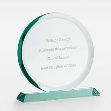 Medium Round Engraved Jade Glass Award - 46178