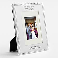 Engraved Wedding Silver Beaded Double Picture Frame - 46193