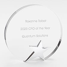 Recogniton Engraved Round Star Glass Award - 46211