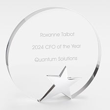 Recogniton Engraved Round Star Glass Award - 46211