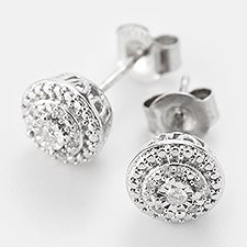 Sterling Silver Diamond Round Earring - 46213