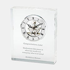 Engraved Message Crystal Skeleton Desk Clock - 46231