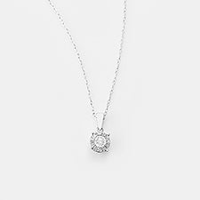 Sterling Silver Diamond Round Necklace - 46239