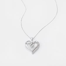 Sterling Silver Diamond Heart Necklace - 46242