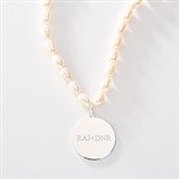 Engraved Pearl and Sterling Silver Pendant Necklace - 46260