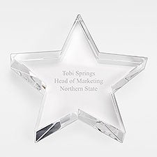 Engraved Crystal Star Paperweight - 46268