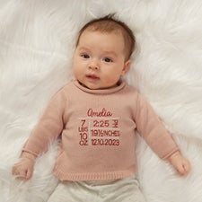 Birth Info Embroidered Baby Sweater - 46380