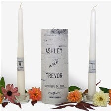 Personalized Birch Wood Wedding Unity Candle Set  - 46485D
