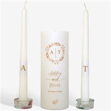 Personalized Wreath Wedding Unity Candle Set  - 46488D