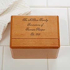 Engraved Wood Recipe Box  - 46558