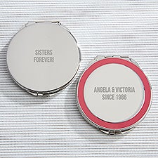 Engraved Pink and Silver Compact Mirror  - 46565
