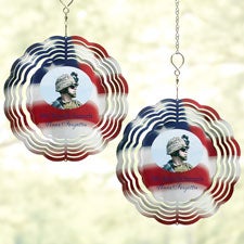 American Flag and Photo Patriotic Personalized Wind Spinner  - 46879