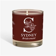Floral Bridesmaid Personalized 8oz Glass Candle - 47033