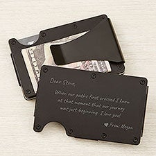 Engraved Black Metal Minimalist Wallet - Romantic Message  - 47075