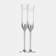 Engraved Vera Wang Wedgwood Love Knots Silver Toasting Flute Pair - 47105