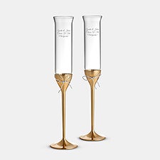 Engraved Vera Wang Wedgwood Love Knots Gold Toasting Flute Pair      - 47106