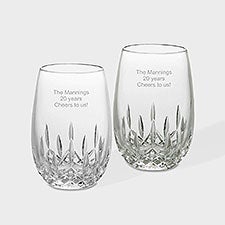 Engraved Waterford Lismore Essence Stemless White Wine Glass Pair    - 47119