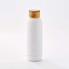 Stainless Steel and Bamboo Water Bottle in White  - 47140