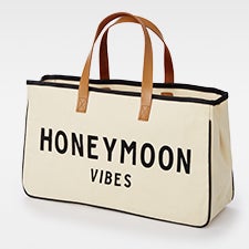 "Honeymoon Vibes" Canvas and Leather Tote Bag      - 47148